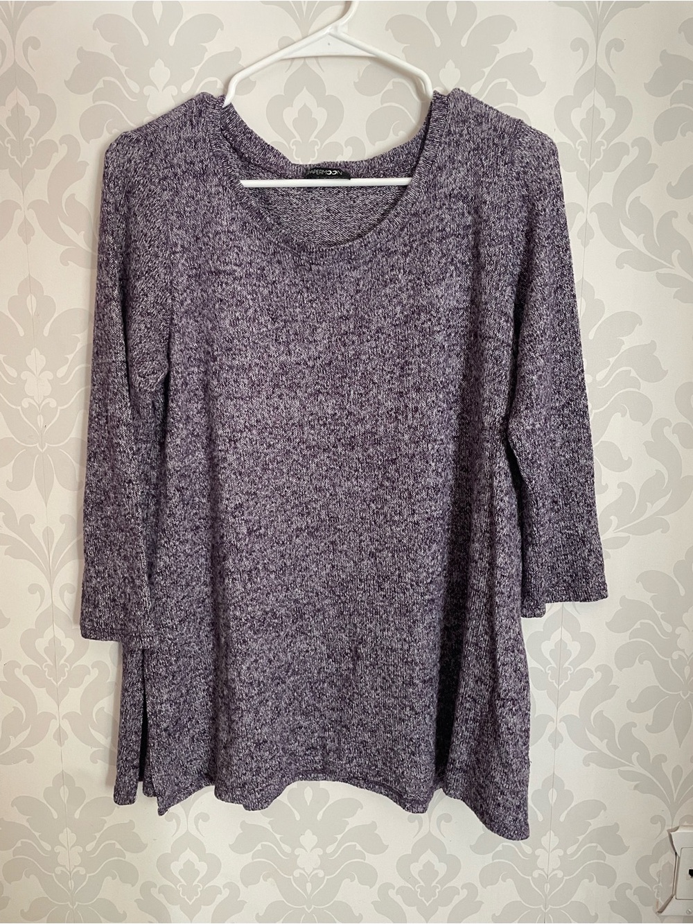 Light knit sweater, split hem, 3/4 sleeves, great for layering by PaperMoon